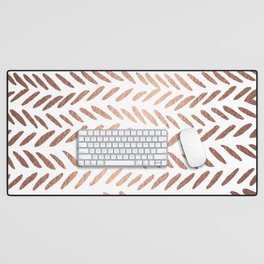 Metallic knitting pattern - copper Desk Mat