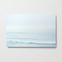 Winter Surfing III Metal Print | Photo, Waves, Storm, Ocean, Paddleboard, Outdoor, Surfing, Beach, Freedom, Israel 