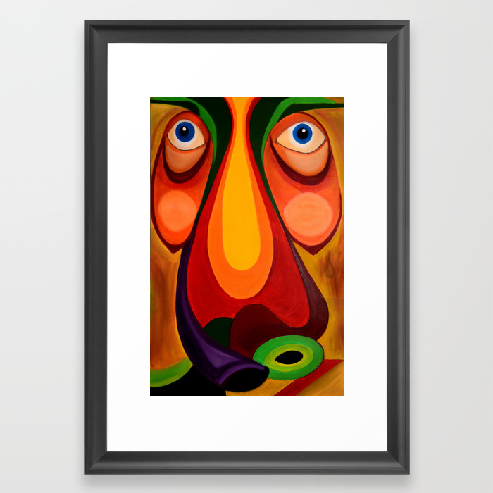Abstract Stunned Face Impression Oil Painting Artwork Framed Art