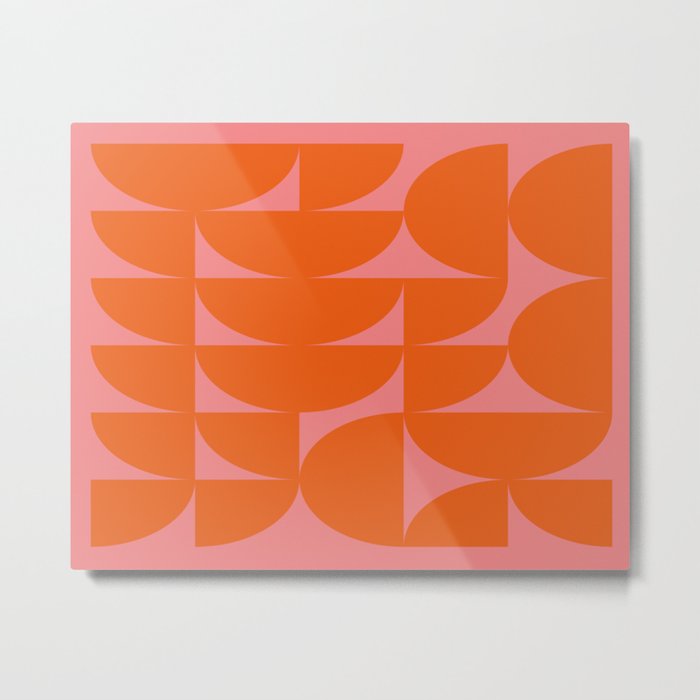 Curved Shapes in Orange Metal Print