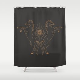 Wild Eyed Gemini - Vintage Black and Camel Shower Curtain