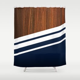 Wooden Navy Shower Curtain