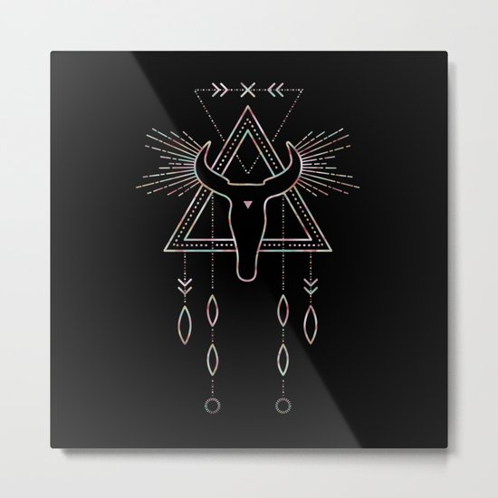Mandala Tribal Bull Metal Print