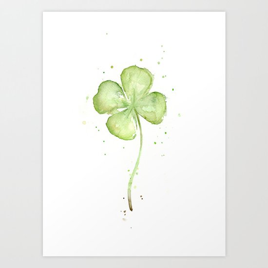 Clover Four Leaf Lucky Charm Green Clovers Art Print