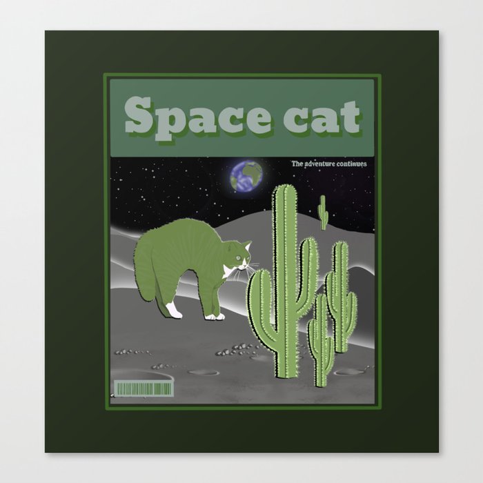 Space cactus cat Canvas Print