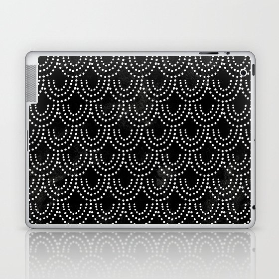 Dotted Scallop in Black Laptop & iPad Skin