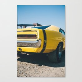 Vintage American Classic Muscle car Charger RT yellow automobile transporation color photograph / photography poster posters Canvas Print