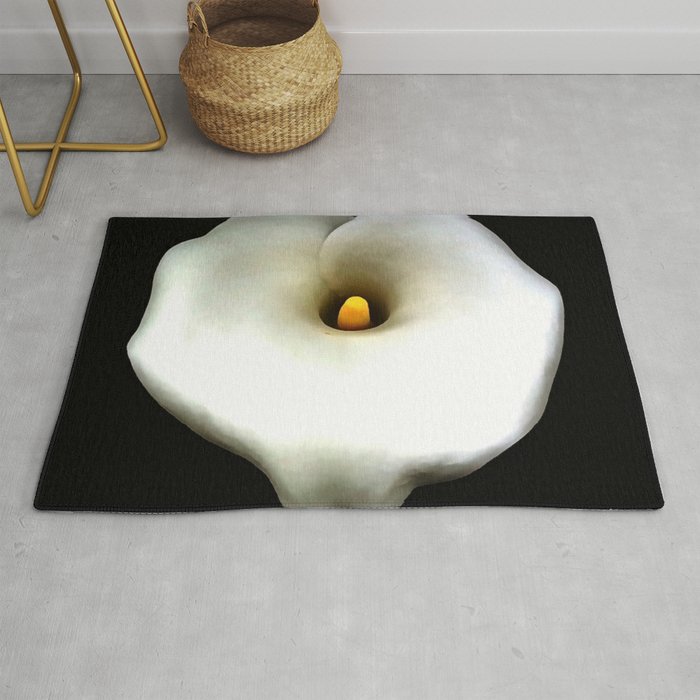 Artistic Single Heart Shaped Calla Lily Isolated On Black Rug