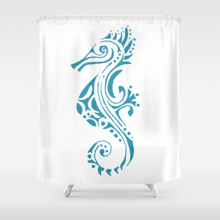 Seahorse tatoo blue Shower Curtain