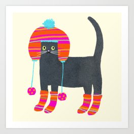 Winter Wonderland girl cat Art Print