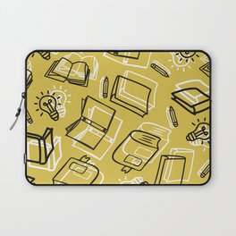 Hand Drawn Outline Books with Education Items Seamless Pattern Laptop Sleeve