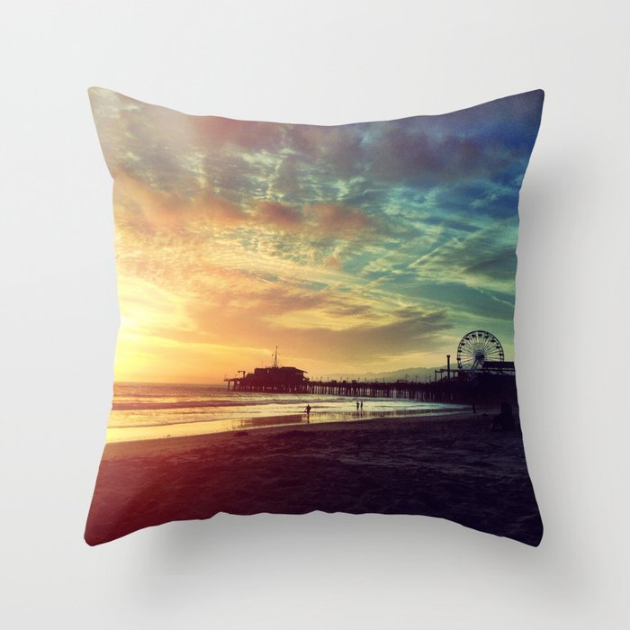 Santa Monica Sunset Throw Pillow