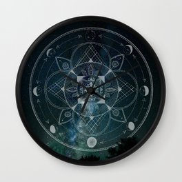 Starcode Wall Clock | Eyes, Mandala, Penandink, Moon, Fusion, Horoscope, Graphicdesign, Space, Hybrid, Circle 