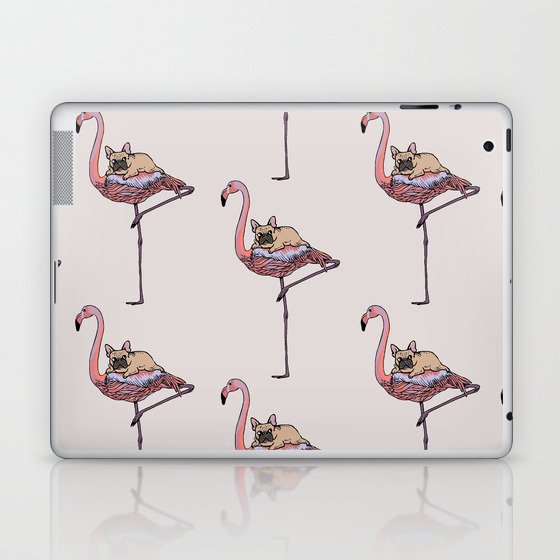 Flamingo and French Bulldog Laptop & iPad Skin