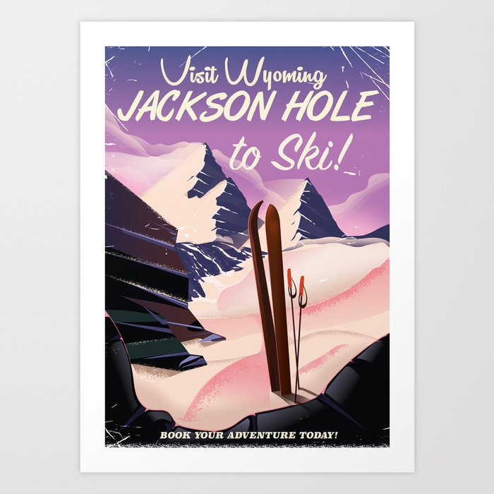 Jackson Hole Wyoming vintage ski poster Art Print by Nicks