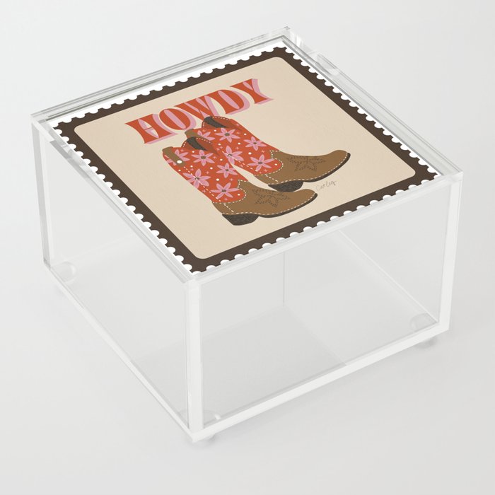 Howdy Cowgirl – Coral & Pink Acrylic Box