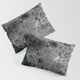 Los Angeles City Map of California, USA - Dark Pillow Sham