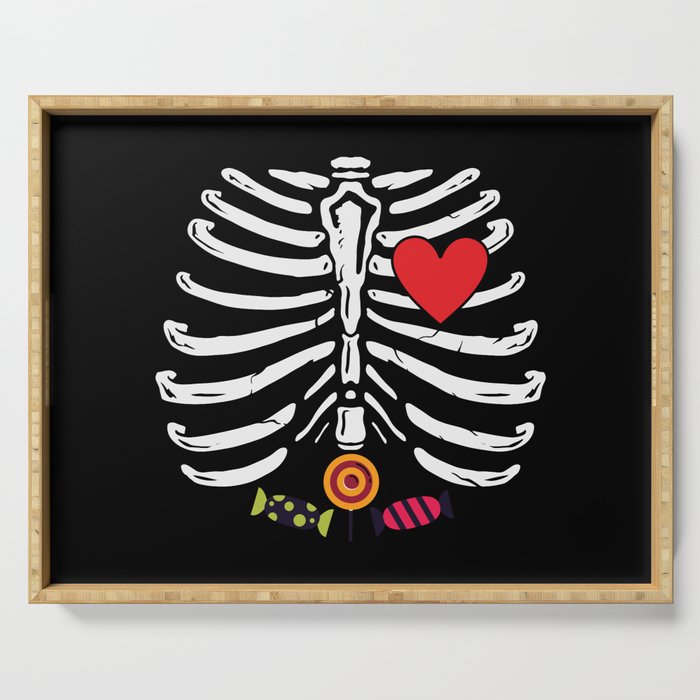 Funny Skeleton Halloween Heart Candies Serving Tray