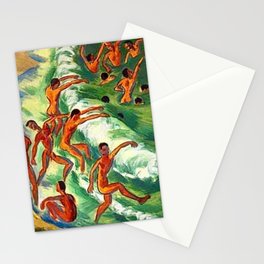 Men Swimming Cote d-Azur, France Circa 1920 landscape painting Stationery Card