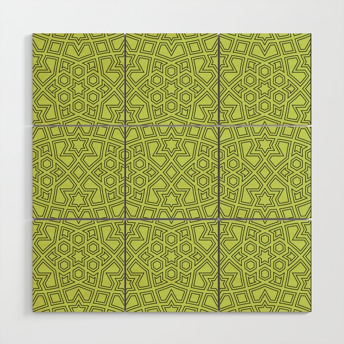 Seamless arabic geometric ornament in green color Wood Wall Art