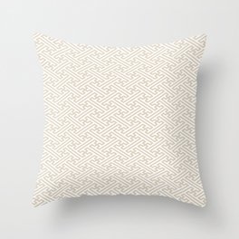 Sayagata - Japanese Traditional Pattern - Ivory & White Throw Pillow