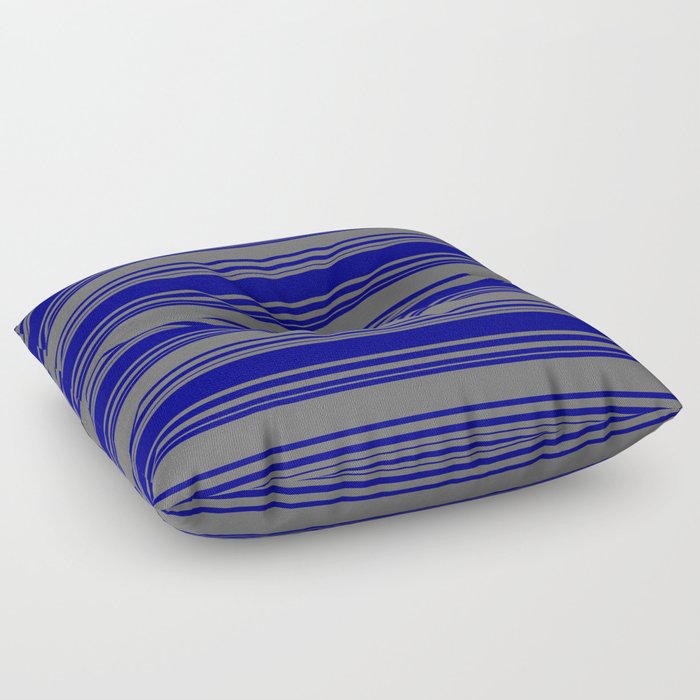 Blue and Dim Grey Colored Stripes Pattern Floor Pillow