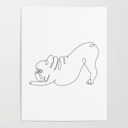 One line Frenchie Downward Dog Poster