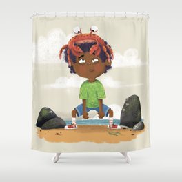 boy and crab Shower Curtain