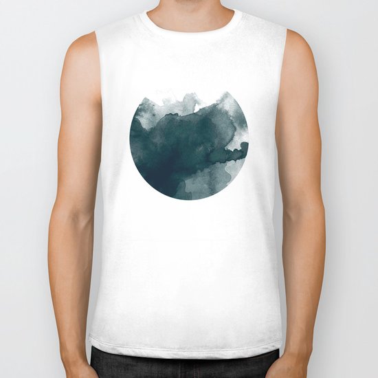 Dark Green Watercolor Marble Biker Tank
