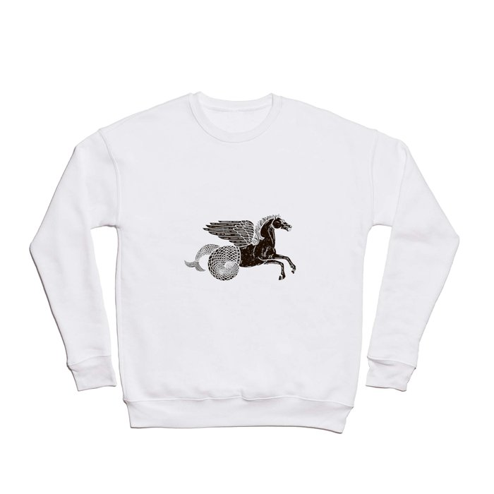 Hippocampus Sea Horse Myth Retro Vintage Rough Design Crewneck Sweatshirt