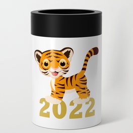 Happy New Year 2022 With Funny Tiger Cub Can Cooler