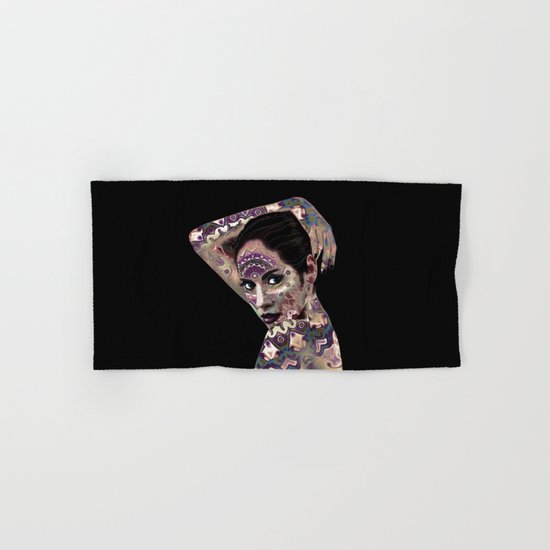 Portrait in the style of body art Hand & Bath Towel
