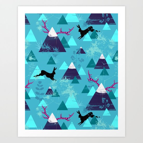 blu mountains Art Print