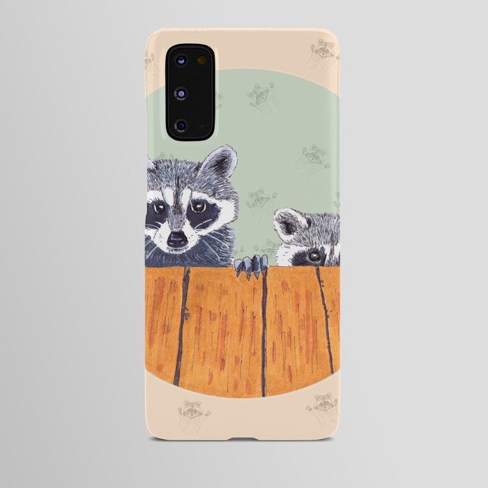 Peeking Raccoons #3 Beige Pallet Android Case