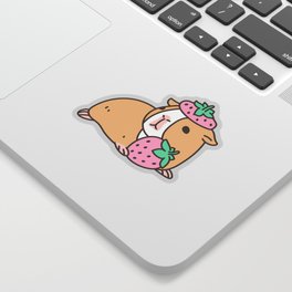 Pink Strawberries and Guinea pig pattern Sticker