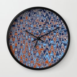 Blue And Red Distorted Abstract Wall Clock