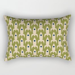 Space Age Rocket Ships - Atomic Age Mid-Century Modern Pattern in Mid Mod Beige and Olive Rectangular Pillow
