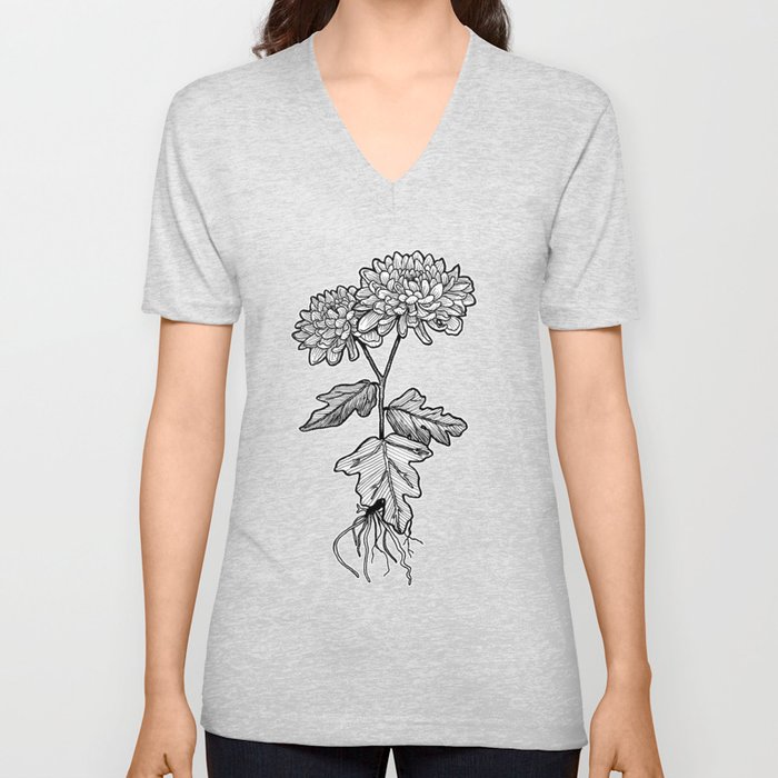 Chrysanthemums V Neck T Shirt