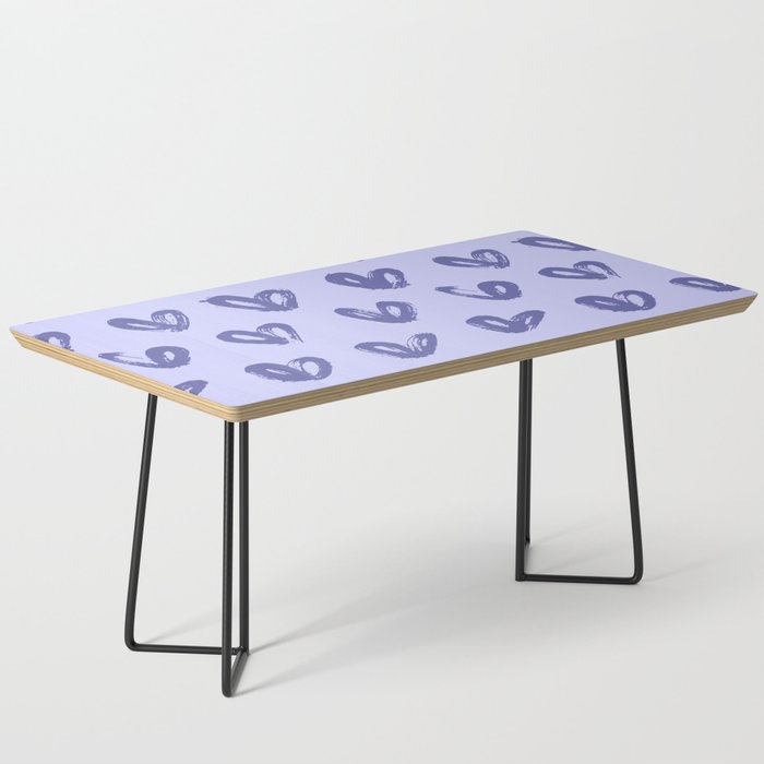 Very Peri 2022 Color Of The Year Violet Blue Periwinkle Hearts Love Pattern Coffee Table
