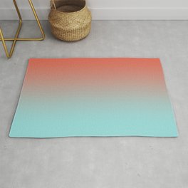 Pantone Living Coral & Limpet Shell Gradient Ombre Blend, Soft Horizontal Line Area & Throw Rug