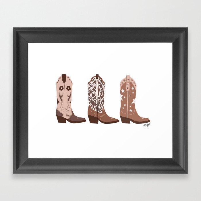 Cowboy Boots {Brown Palette) Framed Art Print