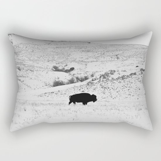 Black and White Bison Rectangular Pillow