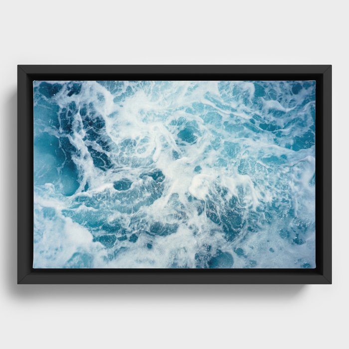 Blue Ocean Waves  Framed Canvas