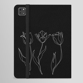 Floral line drawing - Three Tulips Black iPad Folio Case