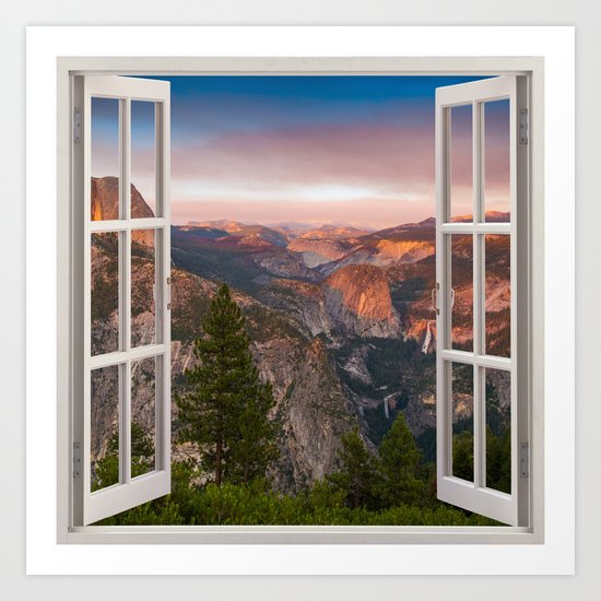 Hills through the window 2 Art Print