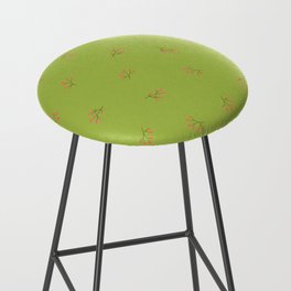 Branches With Red Berries Seamless Pattern on Light Green Background Bar Stool