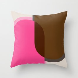 Mid-Century Modern Arches in Chocolate and Pink Throw Pillow