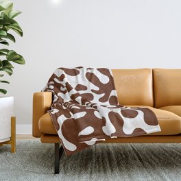 Brown Matisse cut outs seaweed pattern on white background Throw Blanket