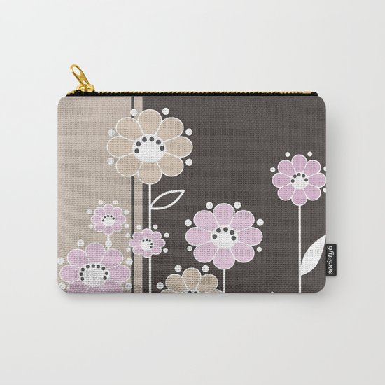 Floral applique . Retro . Carry-All Pouch