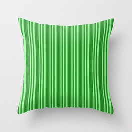 [ Thumbnail: Green and Forest Green Colored Stripes/Lines Pattern Throw Pillow ]